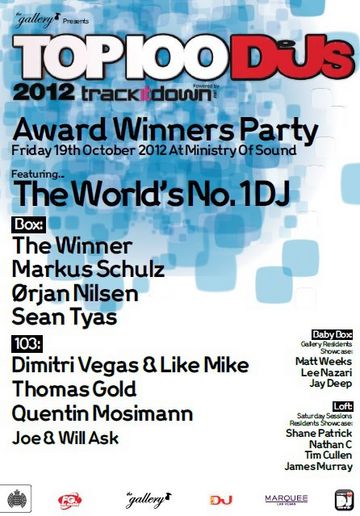 2012-10-19 - Markus Schulz @ The Gallery Pres. DJ Mag Top DJs Award Winners Party, Ministry Of Sound, London | DJ sets & tracklists on MixesDB